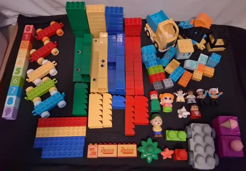 HUGE Lot of Lego Duplo & Megabloks Random Pieces Blocks Figures Cars Alphabet