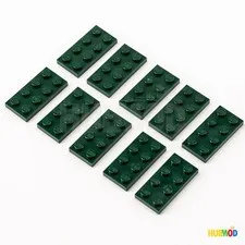 Lot of 10 Genuine LEGO Dark Green 2x4 3020 Plate Building Bricks Parts & Pieces