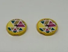 LEGO Yellow Tile 2 x 2 Round Pillow Sticker w/ Bottom Stud Holder Lot Of 2