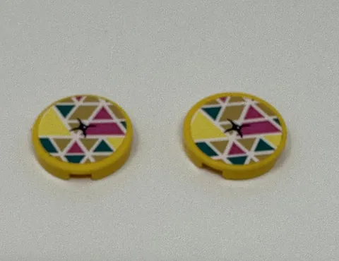 LEGO Yellow Tile 2 x 2 Round Pillow Sticker w/ Bottom Stud Holder Lot Of 2