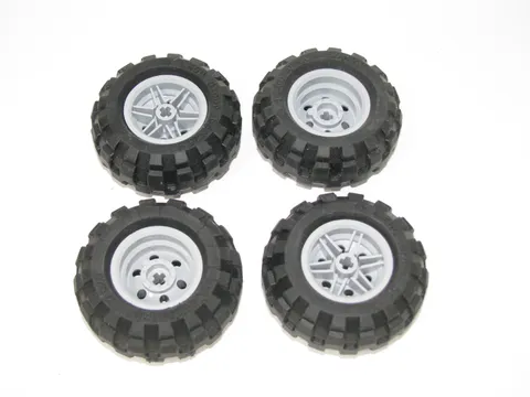 Lego 56 x 26 Lot 4 Large Tires With Gray Rims axle balloon 56145 55976 NXT