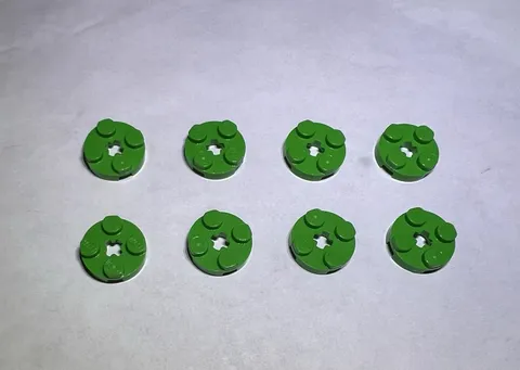 Lego Lot Of 8 Bright Green 2x2 Round Plate Plates New City Part