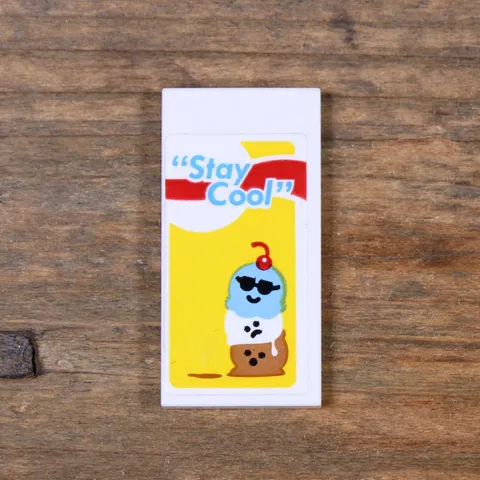LEGO Friends White Tile 2x4 'Stay Cool' and Ice Cream Scoops Pattern 87079pb0709