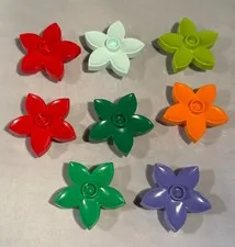 Lego Duplo Lot of 8 Multi Colored Flowers Orange Mint Red Lavender Greens