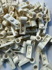 LEGO - NEW-#3172-WHITE-PLATE MODIFIED 1 X 2 W/ PIN HOLE END-10 PIECES