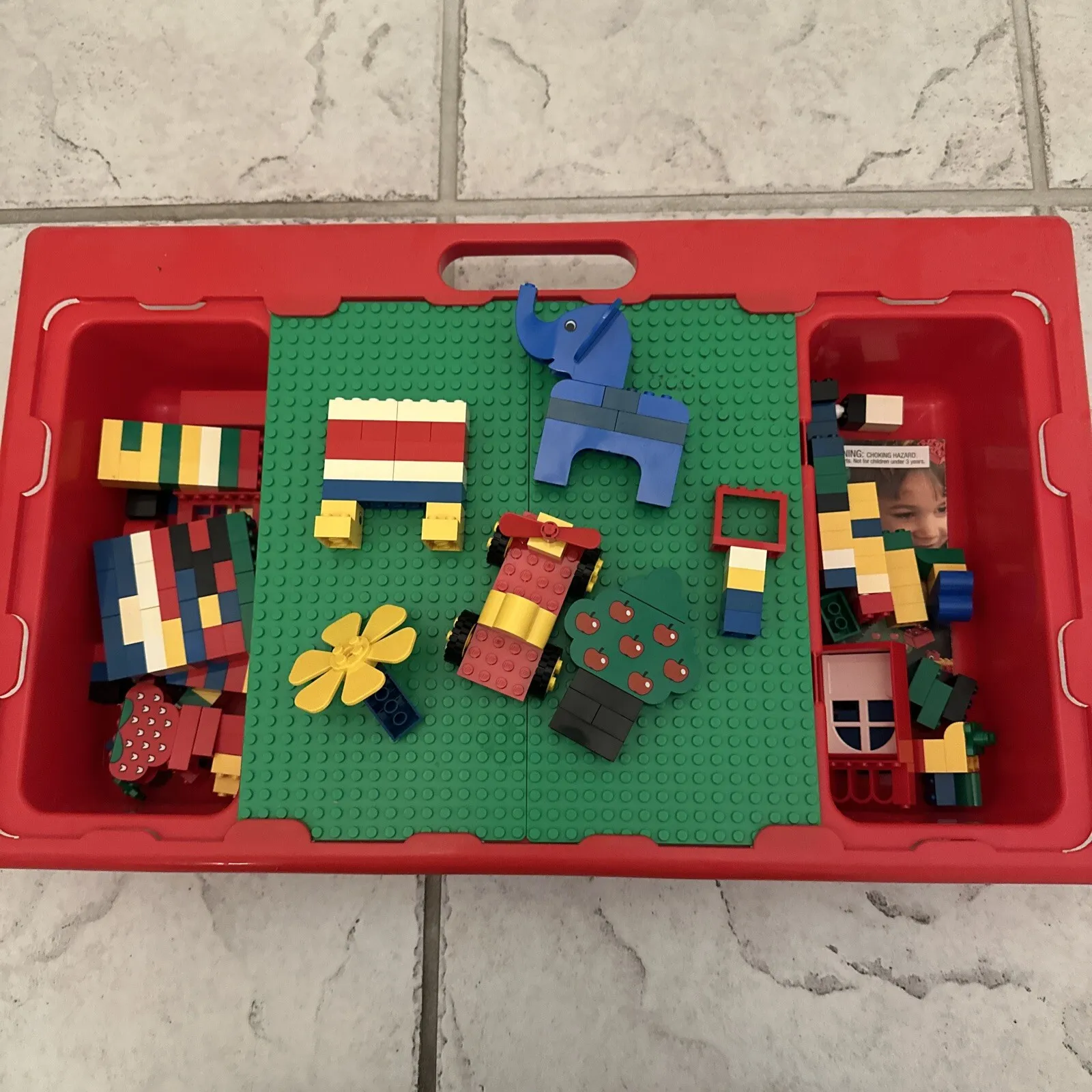 Lego Lap Build Table Carrying Storage Case Sliding Green Bases with Lego Lot 90s