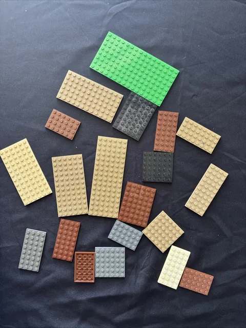 LEGO Plates Bulk Lot 19pc Assorted Sizes Tan Brown Gray Green White