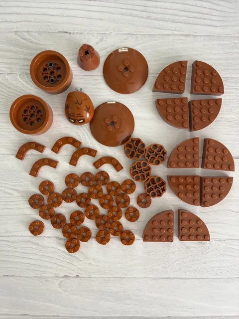 LEGO LOT DARK ORANGE 53 PCS 2X2 4X4 ROUND BRICK PLATE VARIETY BUILDING PIECE