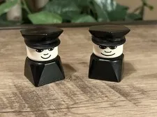 Vintage LEGO DUPLO Police Officer Figures (2) Square Base Black & White