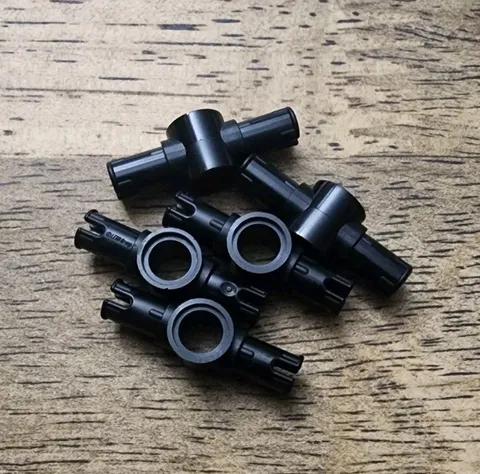 LEGO Black Technic, Pin 3L, Friction Ridges, Center Pin Hole. QTY 5. Part 87082