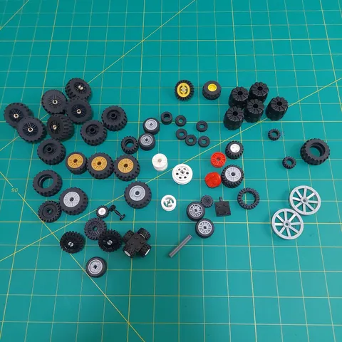 LEGO Bulk Wheels & Tires Many Matched Pairs Sets Technic 7.5 ounces
