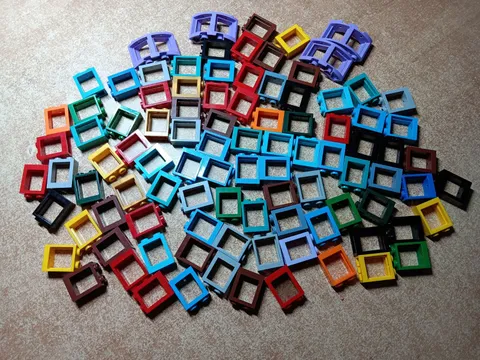 LEGO BULK LOT 94 WINDOW FRAME NO PANES 1X2X2 FLAT FRONT #60592 MIXED COLORS