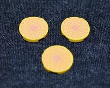 (3) 2x2 Yellow Round w/ Sunflower Smooth Print Tile Bricks ~ New Lego Parts