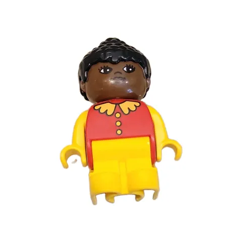 Vintage Lego Duplo TODDLER AFRICAN AMERICAN GIRL DAUGHTER Red Outfit Figure