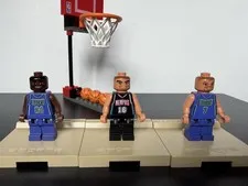 Lego NBA Minifigure Lot of 3: Kukoc, Gasol, Allen with hoop and balls