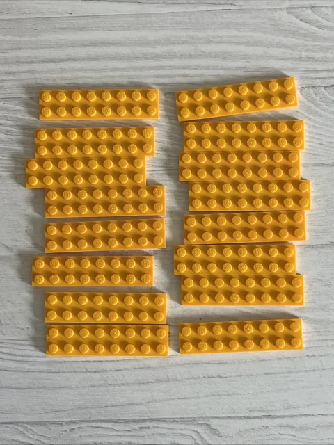 LEGO BRIGHT LIGHT ORANGE LOT 16 PCS 2X8 PLATE VARIETY BUILDING PIECES