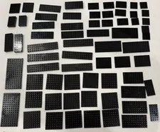 LEGO Bulk Black Plates Lot 1 lb 1 oz - Mixed Sizes Flat Pieces Base Components
