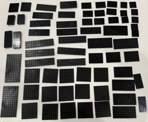 LEGO Bulk Black Plates Lot 1 lb 1 oz - Mixed Sizes Flat Pieces Base Components
