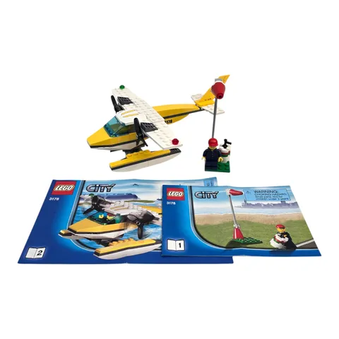 LEGO City #3178 Seaplane 100% Complete w/ Instruction & Minifigures