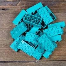 LEGO 3001 Dark Turquoise Brick 2 x 4 Qty 20 Used Wash and Sanitized