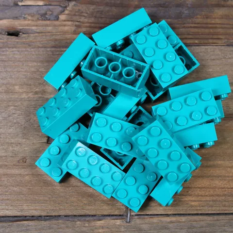LEGO 3001 Dark Turquoise Brick 2 x 4 Qty 20 Used Wash and Sanitized