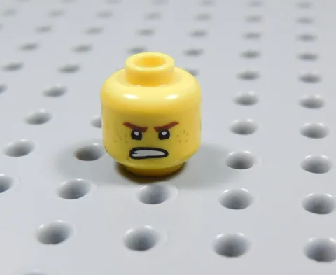 LEGO Yellow Male Boy Dual Sided Head Minifig Freckles Brown Eyebrows BT