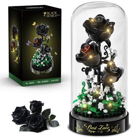 Black Rose Bouquet with LED Light 310 Pieces