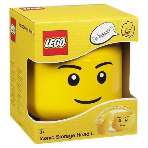 LEGO Storage Head Large Boy Face Yellow Container Toy Organizer