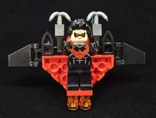 LEGO Nightwing sh0085 - Red Eye Holes and Chest Symbol  - Minifig Plus Glider!!