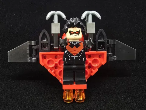 LEGO Nightwing sh0085 - Red Eye Holes and Chest Symbol  - Minifig Plus Glider!!