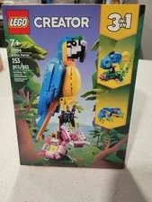 LEGO Creator 3in1 Exotic Parrot Building Toy Set Fish Frog Kids 7+ 31136