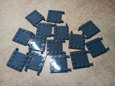 LEGO LOT 14 DARK BLUISH GRAY TILES 4X4 W/ 2 CLIPS HORIZONTAL STUDS EDGES #66252