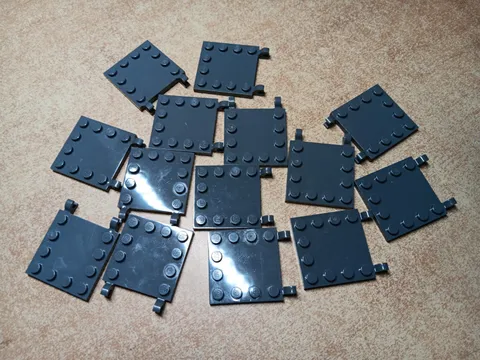 LEGO LOT 14 DARK BLUISH GRAY TILES 4X4 W/ 2 CLIPS HORIZONTAL STUDS EDGES #66252