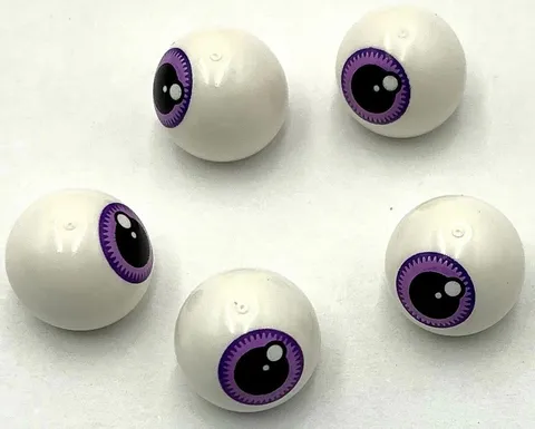 Lego 5 New White Technic Ball Joint w/ Eye Black Pupil and Lavender Iris