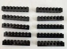 LEGO 10-piece Black 1x8 Technic Bricks w/ holes 1 x 8 FREEE SHIPPING
