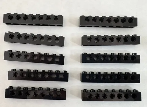 LEGO 10-piece Black 1x8 Technic Bricks w/ holes 1 x 8 FREEE SHIPPING