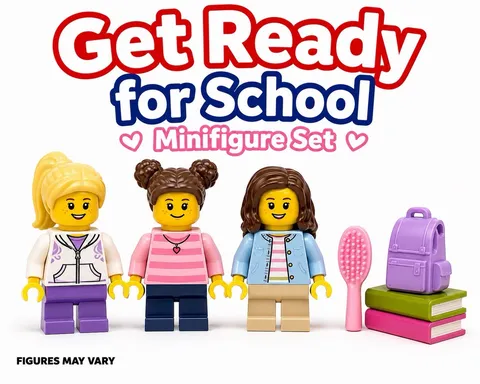 LEGO Get Ready for School Girls Minifigure Set Lot of 3 Hair Brush Genuine