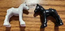 2 LEGO Ponies Horses Black & White