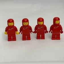 Vintage Lego Red Minifigs Figures Replacement Parts Pieces Lot of 4