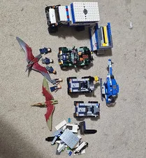 LEGO Jurassic World Vet Unit Bulk Lot Vehicles, Helicopter & Pteranodons