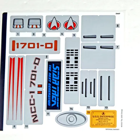 Corrected Sticker Sheet for LEGO 10356 Star Trek U.S.S. Enterprise NCC-1701-D