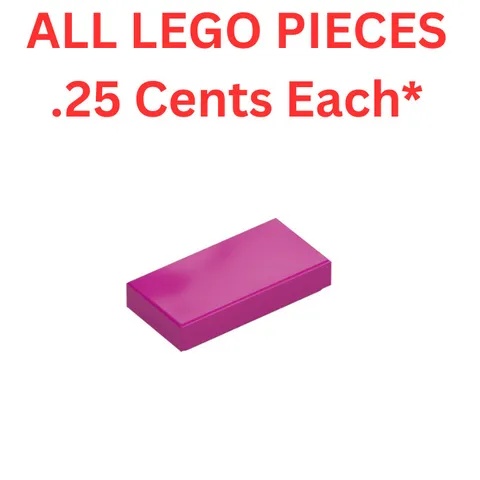 LEGO Tile 1x2 with Groove Magenta 3069 - Genuine LEGO Parts Pieces Bulk