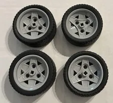 4 Lego Technic Wheels 56908 (43.2mm D. x 26mm) & Tires 41897 (56 x 28 ZR) Street