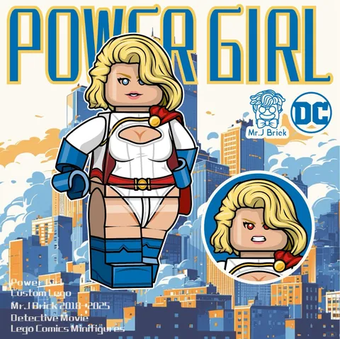 Mr J brick Custom Power Girl Lego Minifigure DC