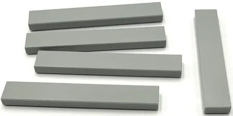 Lego 5 New Light Bluish Gray Tiles Flat Smooth 1 x 6 Parts
