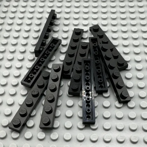 LEGO Plate - Black - 1 x 6 - QTY x10
