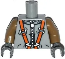 Lego 71007 New SPACE MINER Minifig TORSO Light Bluish Gray Zipper Harness D332