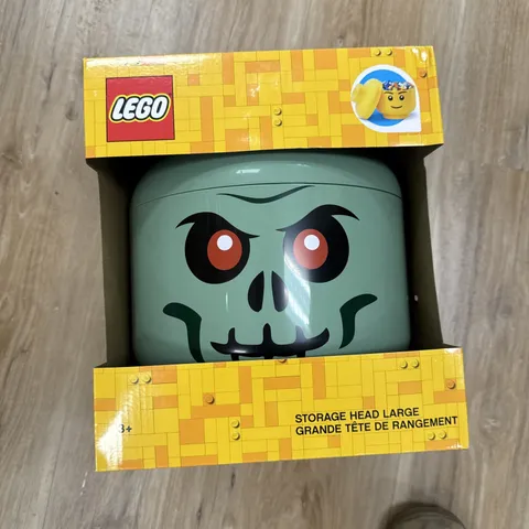 Lego LARGE Green Skeleton Zombie Storage Head Container NEW Halloween Decor