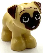 Lego New Dog Mini Doll Style Pug Standing with Reddish Brown Muzzle Part