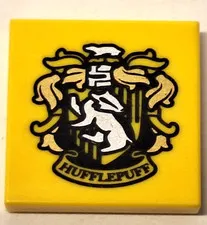 LEGO 3068pb1260 Harry Potter 2x2 Tile Yellow 'HUFFLEPUFF' House Crest Pattern